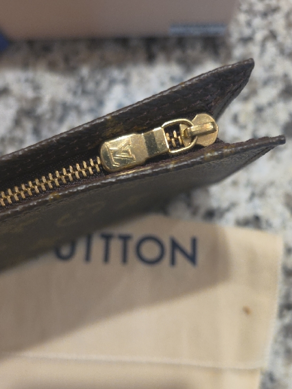 Louis Vuitton Monogram Zip Pouch - Brown/Gold Accents - Picture 5 of 6